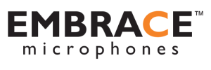 Embrace logo, earmount, microphone Embrace logo, earmount, microphone
