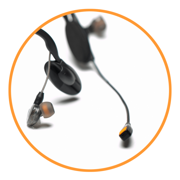 CM-i5 Intercom Headset in orange circle